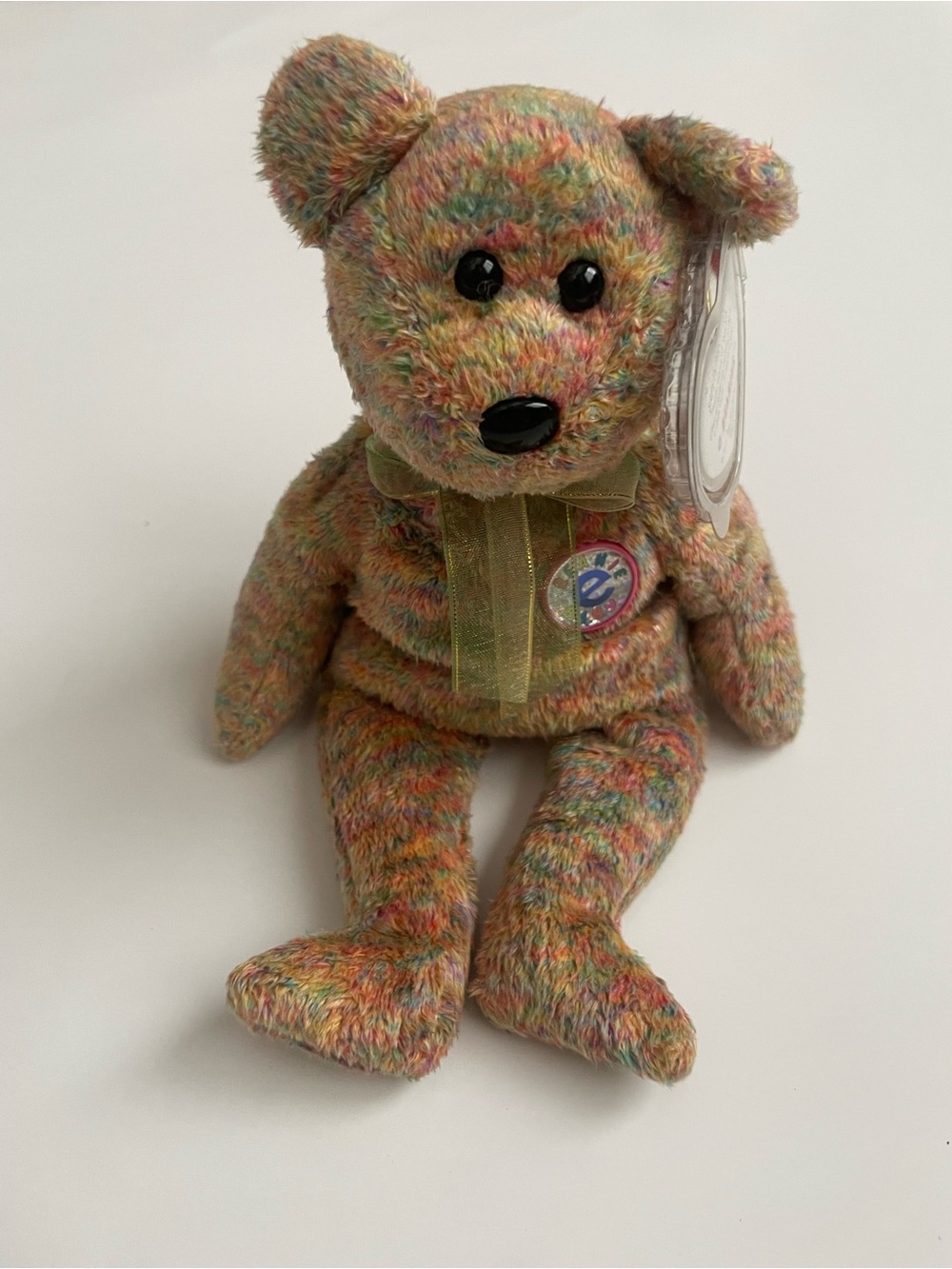 Ty Beanie Baby Speckles Bear 2000 Multicolor Plush w/ Tag Protector Vintage